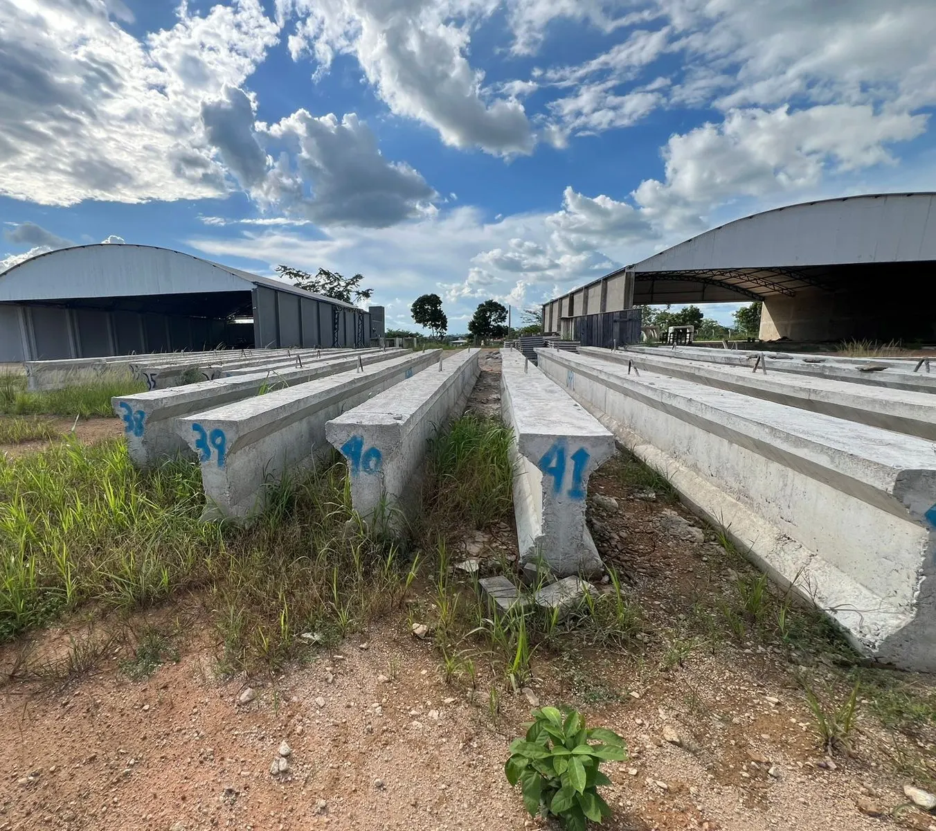 instalação das vigas de concreto